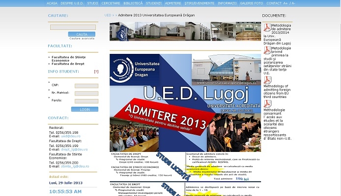 Dezvoltare website - Universitatea Europeana Dragan - layout site, admitere.jpg